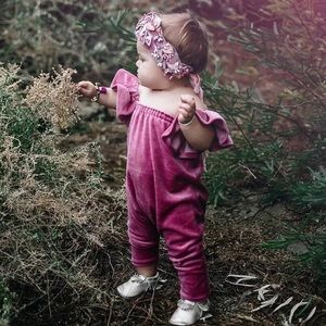 Baby Girl Velvet Jumper Off Shoulder